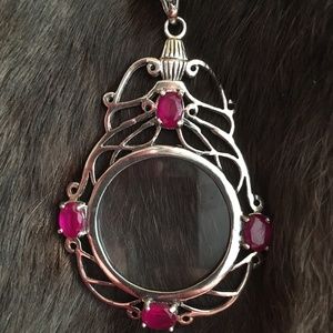 925 Sterling silver “ruby“ magnifier loupe necklace